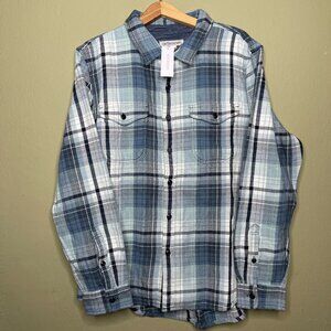 New Outerknown Blanket Shirt Blue White Heavy Organic Cotton Flannel Multi Sizes